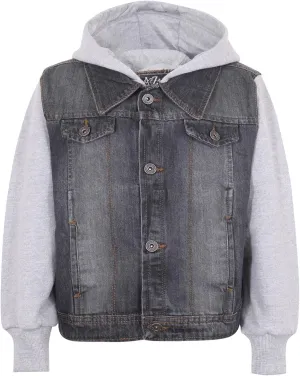 Boys Denim Jacket Long Sleeves Fleece Comfortable Button Closure Hooded Jackets Coat For Every Party Age 2-14