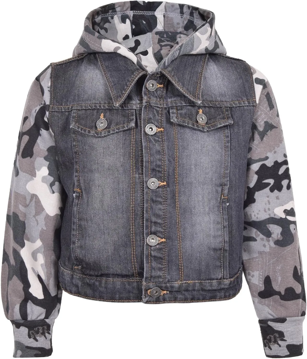 Boys Denim Jacket Long Sleeves Fleece Comfortable Button Closure Hooded Jackets Coat For Every Party Age 2-14