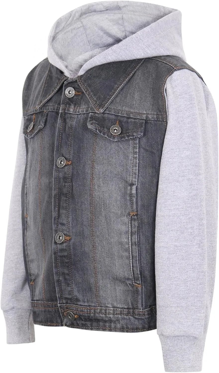 Boys Denim Jacket Long Sleeves Fleece Comfortable Button Closure Hooded Jackets Coat For Every Party Age 2-14