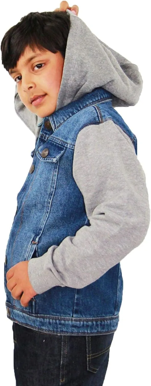 Boys Denim Jacket Long Sleeves Fleece Comfortable Button Closure Hooded Jackets Coat For Every Party Age 2-14