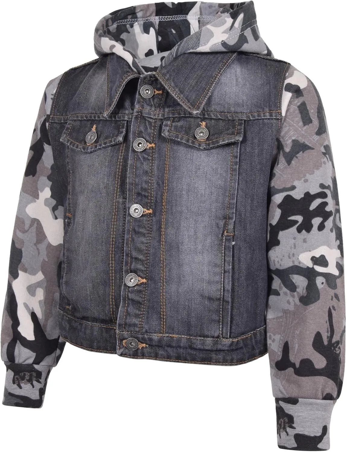 Boys Denim Jacket Long Sleeves Fleece Comfortable Button Closure Hooded Jackets Coat For Every Party Age 2-14