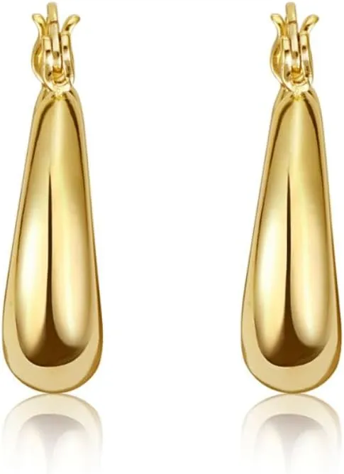 BSD Treasure 18K Chunky Earrings for Women - Dupe Earring Design - 18K Gold Plated Brass Hoop - Hypoallergenic for Sensitive Skin - Sturdy Post - Popular Classic Jewelry Gifts for Women