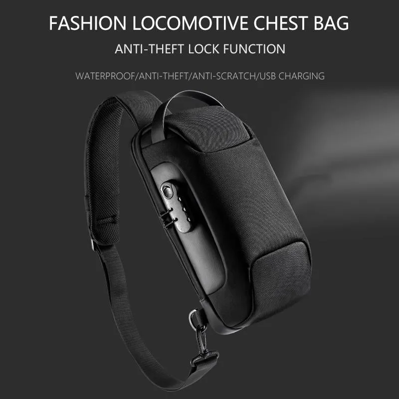 Canvas Anti Theft Chest Bag For Men Blue One Shoulder Design