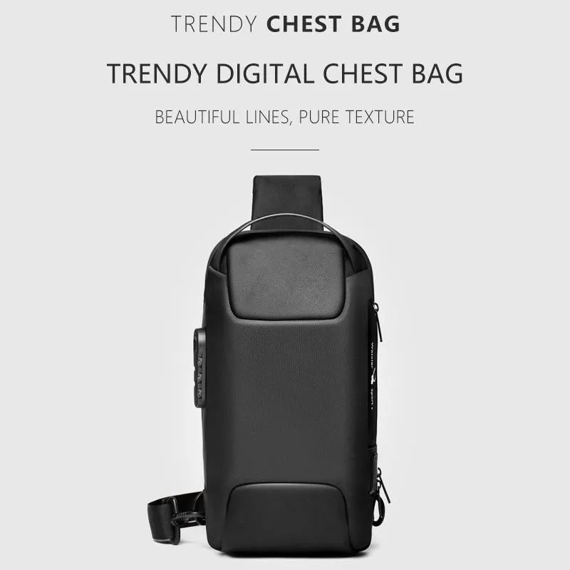 Canvas Anti Theft Chest Bag For Men Blue One Shoulder Design