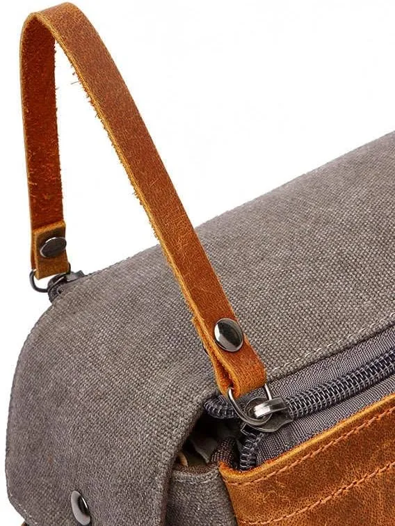 Canvas Dopp Kit Stylish Travel Essential for Men and Women Khaki Mini Pouch with Leather Zipper Perfect Grooming Gift Toiletry Bag for Shaving and Accessories Compact, Durable, and Versatile Organizer