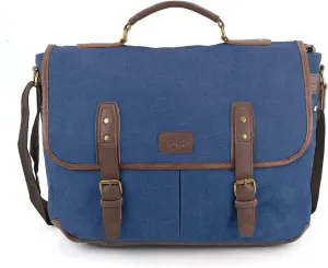 Canvas Messenger Bag, Laptop Briefcase with Shoulder Strap