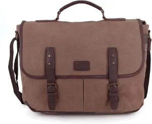 Canvas Messenger Bag, Laptop Briefcase with Shoulder Strap
