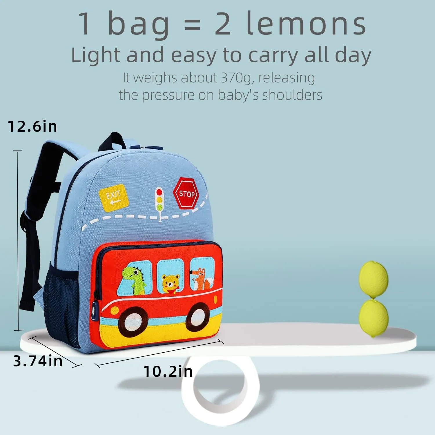 Car Dinosaur Kids Toddler Backpack for Boys and Girls Children Waterproof Preschool Bag(Blue Music Party)