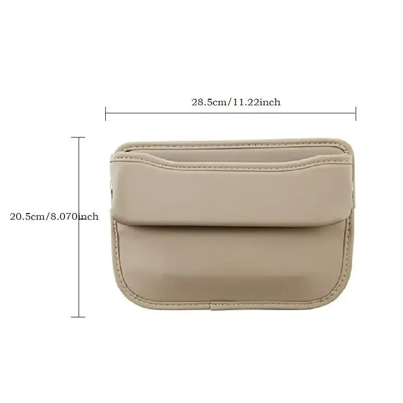 Car Seat Gap Bag Pu Leather Console Side Pocket Organizer With Charging Cable Hole