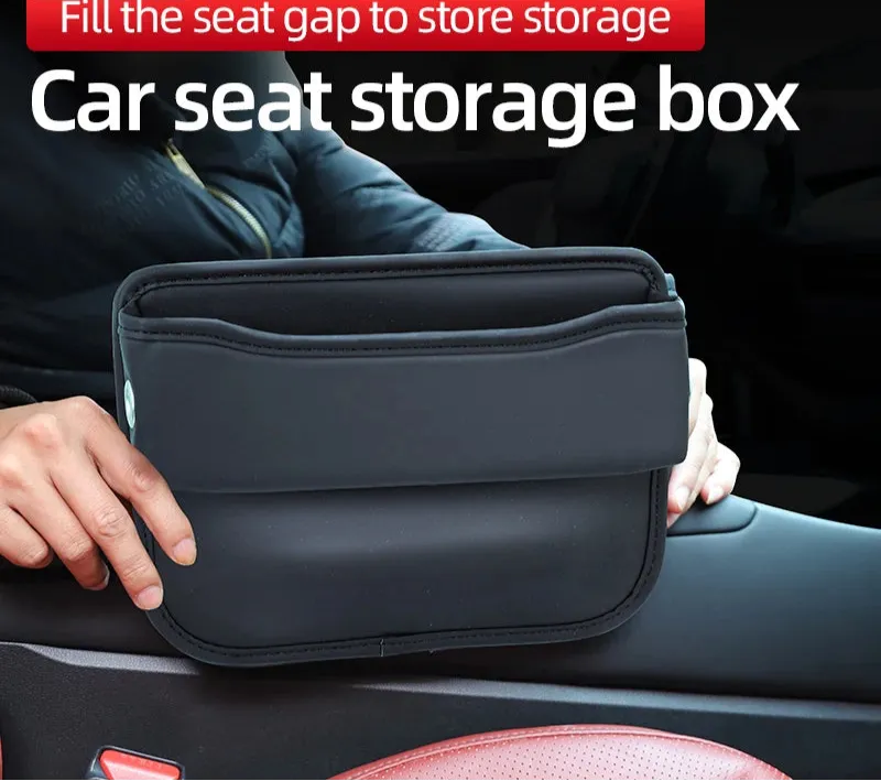 Car Seat Gap Bag Pu Leather Console Side Pocket Organizer With Charging Cable Hole