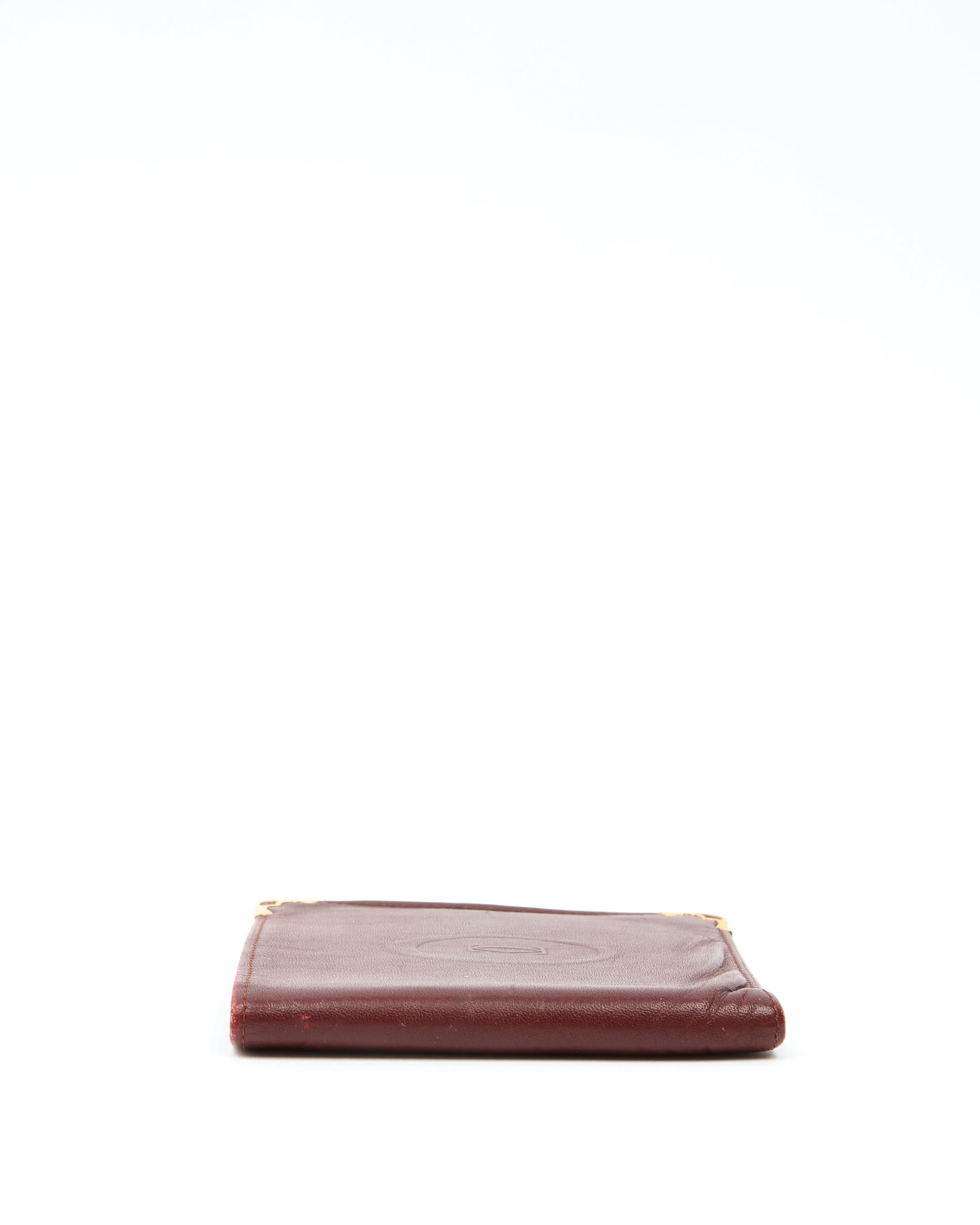 Cartier Burgundy Leather Logo Bi Fold Wallet