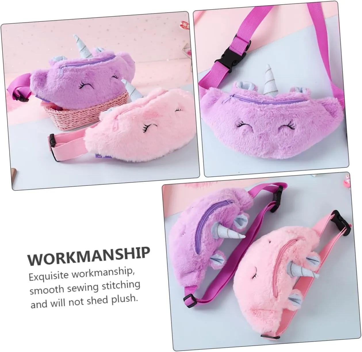 Cartoon Unicorn Children's Belt and Girls Crossbody Bag Child Fanny Pack Comfortable Material Skin-friendly
