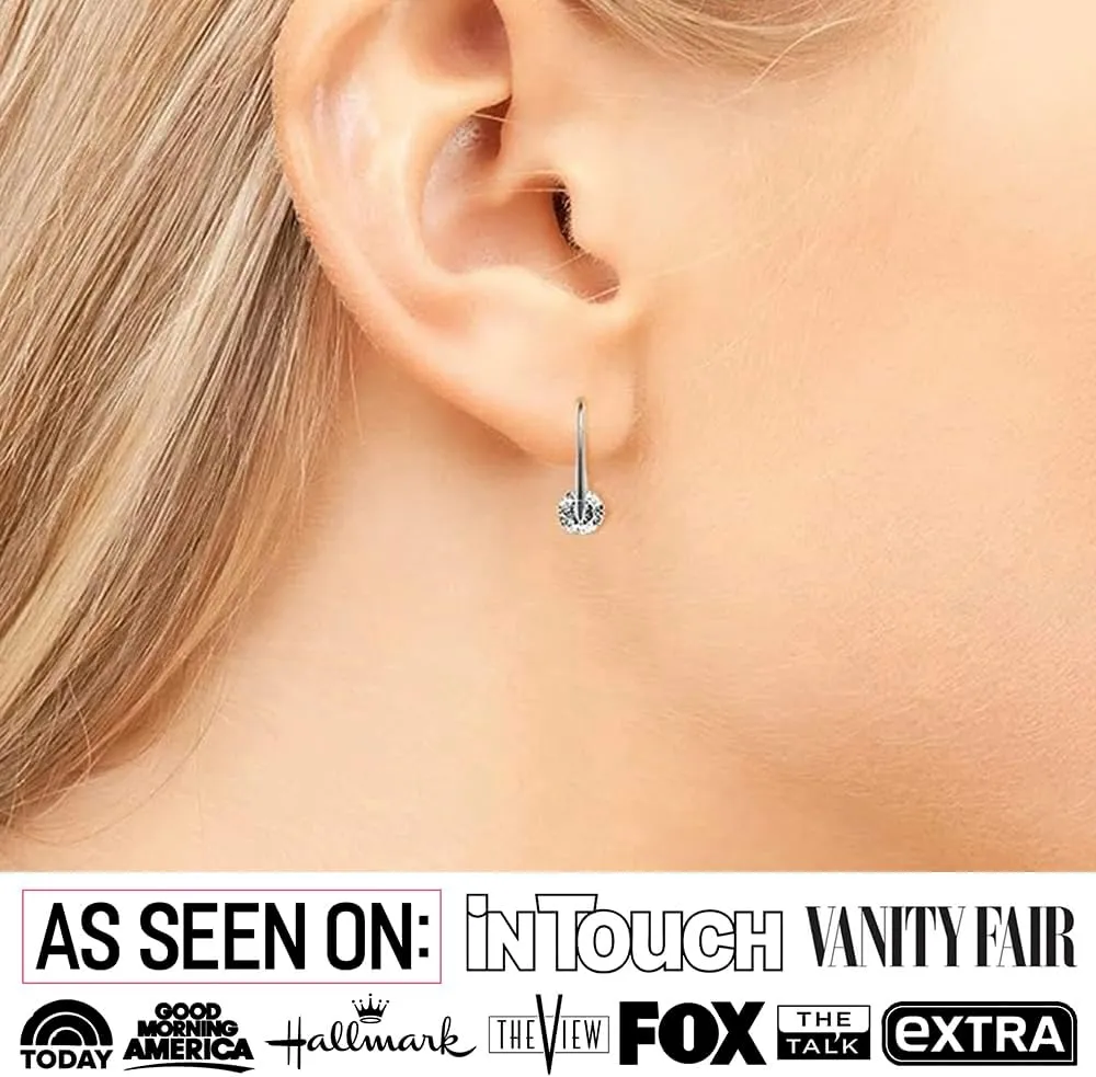 Cate & Chloe McKayla 18k White Gold Plated Dangling Earrings with Crystal, Classic Drop Dangle-Earrings, Best Silver Earrings for Women, Small Solitaire Hook Drop Earrings with