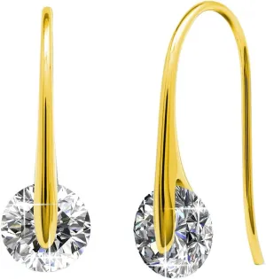 Cate & Chloe McKayla 18k White Gold Plated Dangling Earrings with Crystal, Classic Drop Dangle-Earrings, Best Silver Earrings for Women, Small Solitaire Hook Drop Earrings with