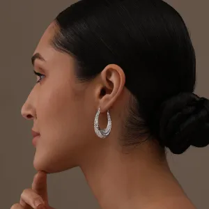 Charmsy 925 Sterling Silver Hoop Earrings for Women | Classic Diamond-Cut Shrimp Hoop Earring | Round Oval Shaped Puff Click-Top Earrings Hoops