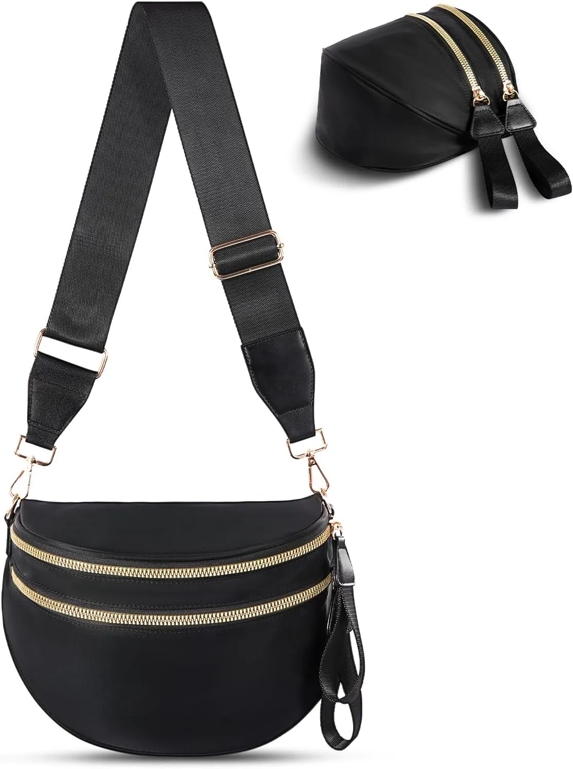 Checkered Crossbody Bag,Nylon Bum Bags for Women Crossbody,Spacious Sling Bag Purse Fanny Packs with Shoulder Strap