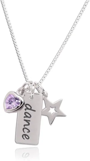 Cherished Moments Girl's Sterling Silver "Dance" Pendant Necklace with Charms