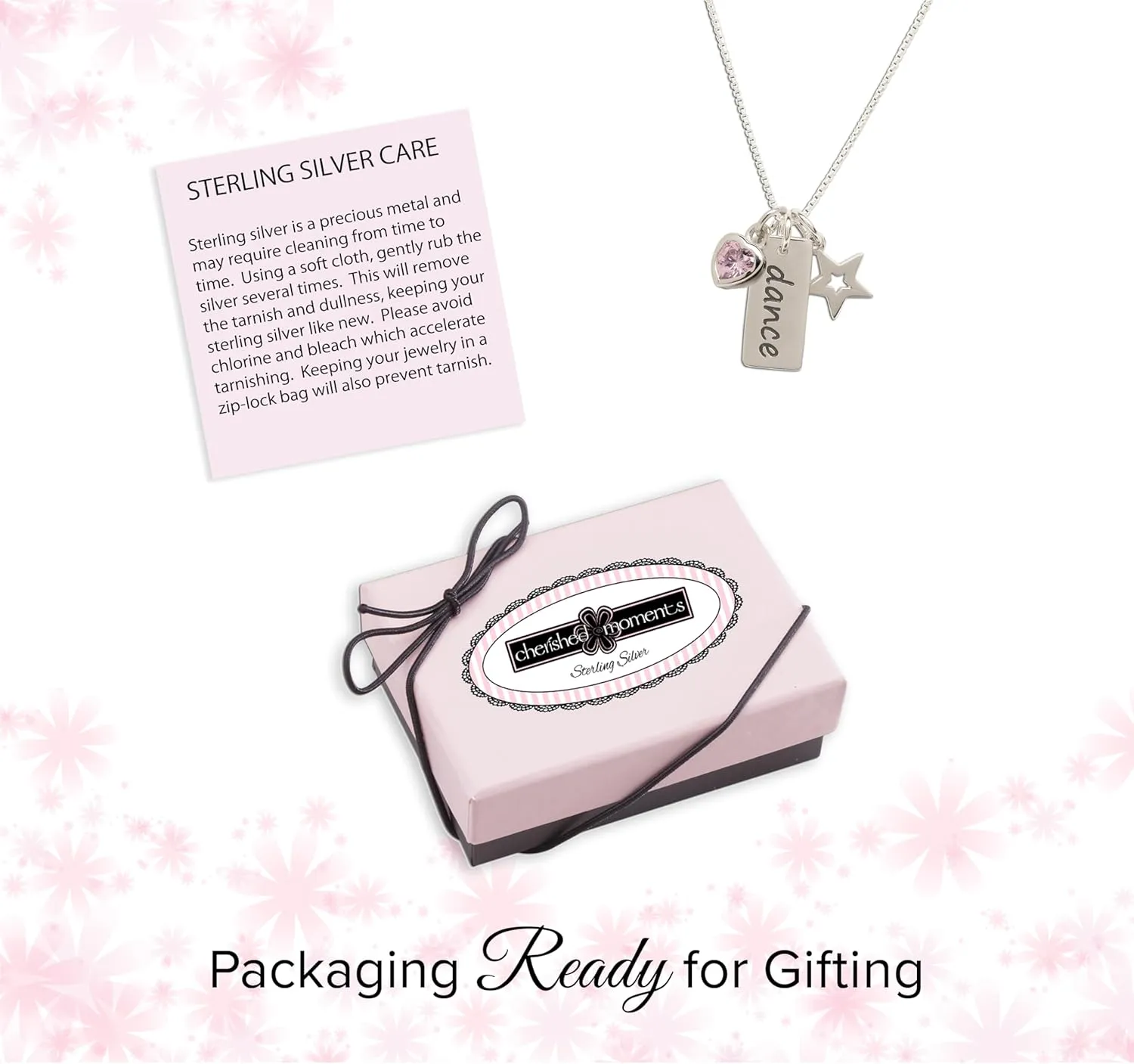 Cherished Moments Girl's Sterling Silver "Dance" Pendant Necklace with Charms