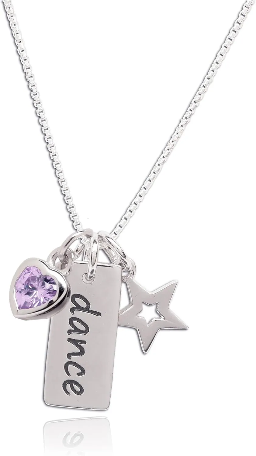 Cherished Moments Girl's Sterling Silver "Dance" Pendant Necklace with Charms