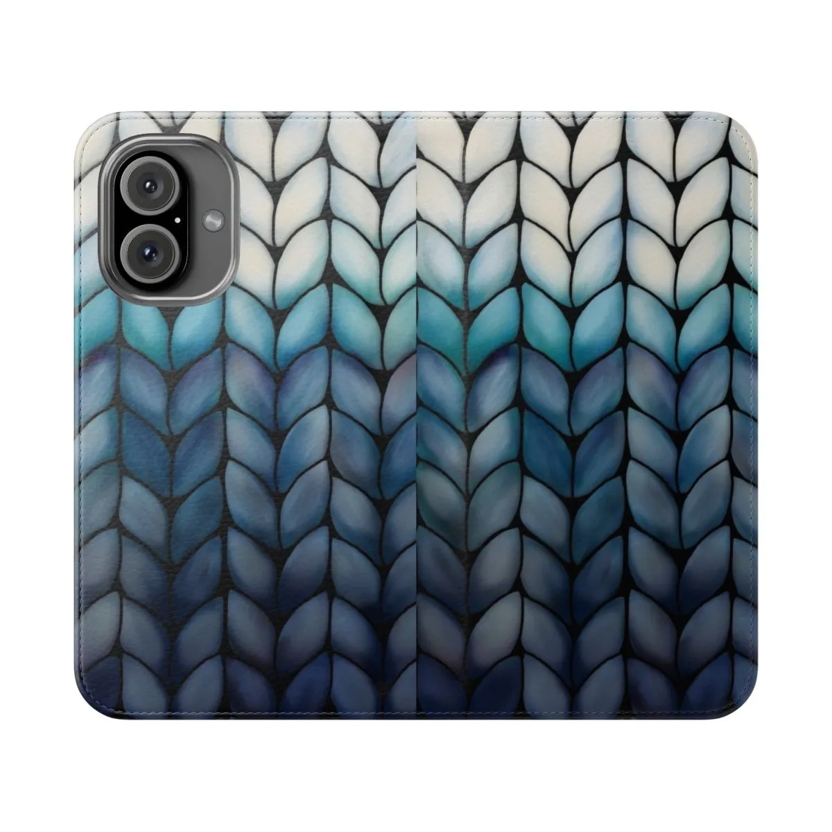 Chic Ocean Blue Faux Knit Flip Phone Case