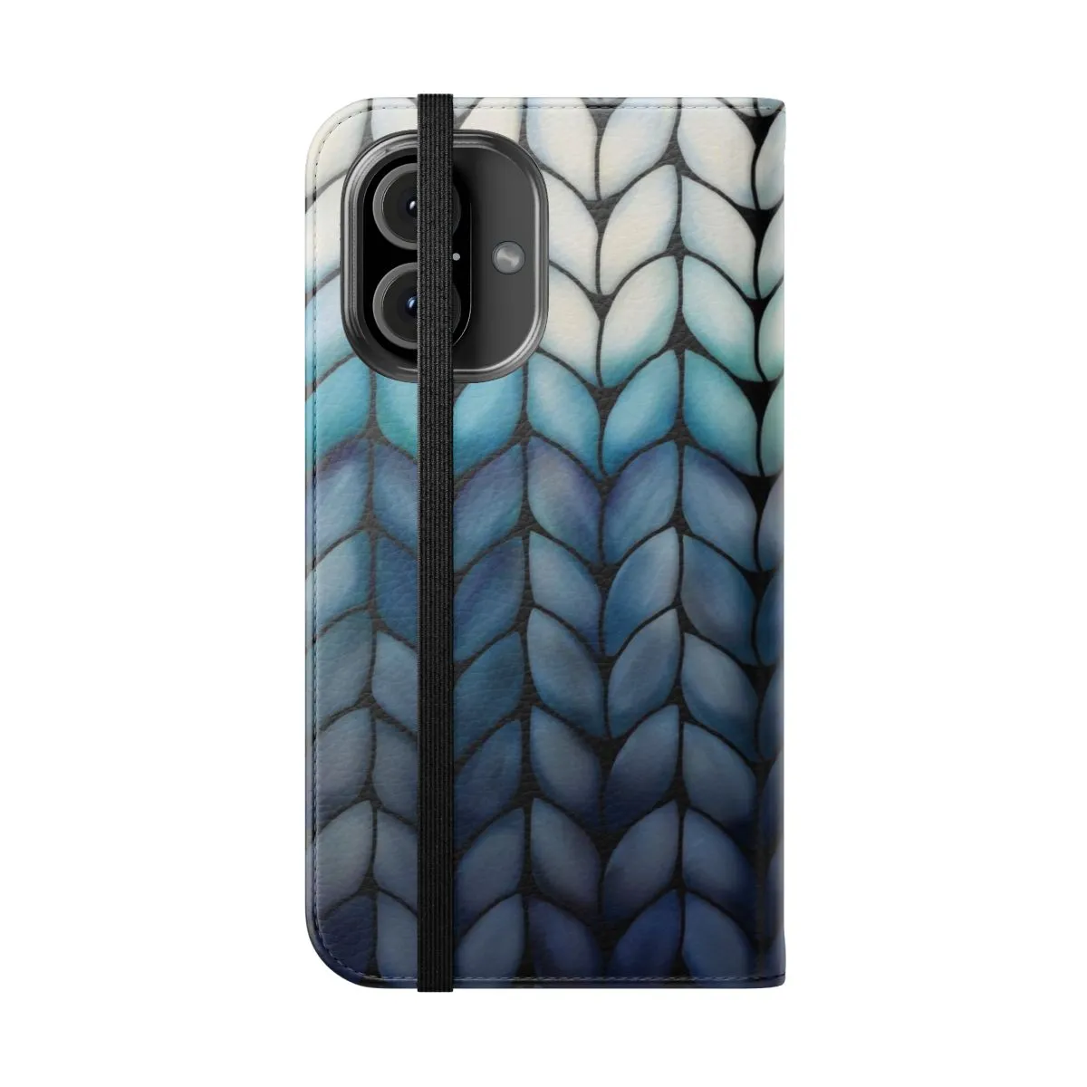 Chic Ocean Blue Faux Knit Flip Phone Case