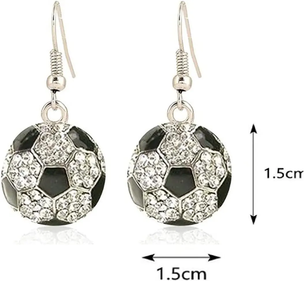 Classic Baseball Cubic Zirconia Basketball Volleyball Football Soccer Sports Earrings Stud Posts Ideal Present for Women Girls Men Boys