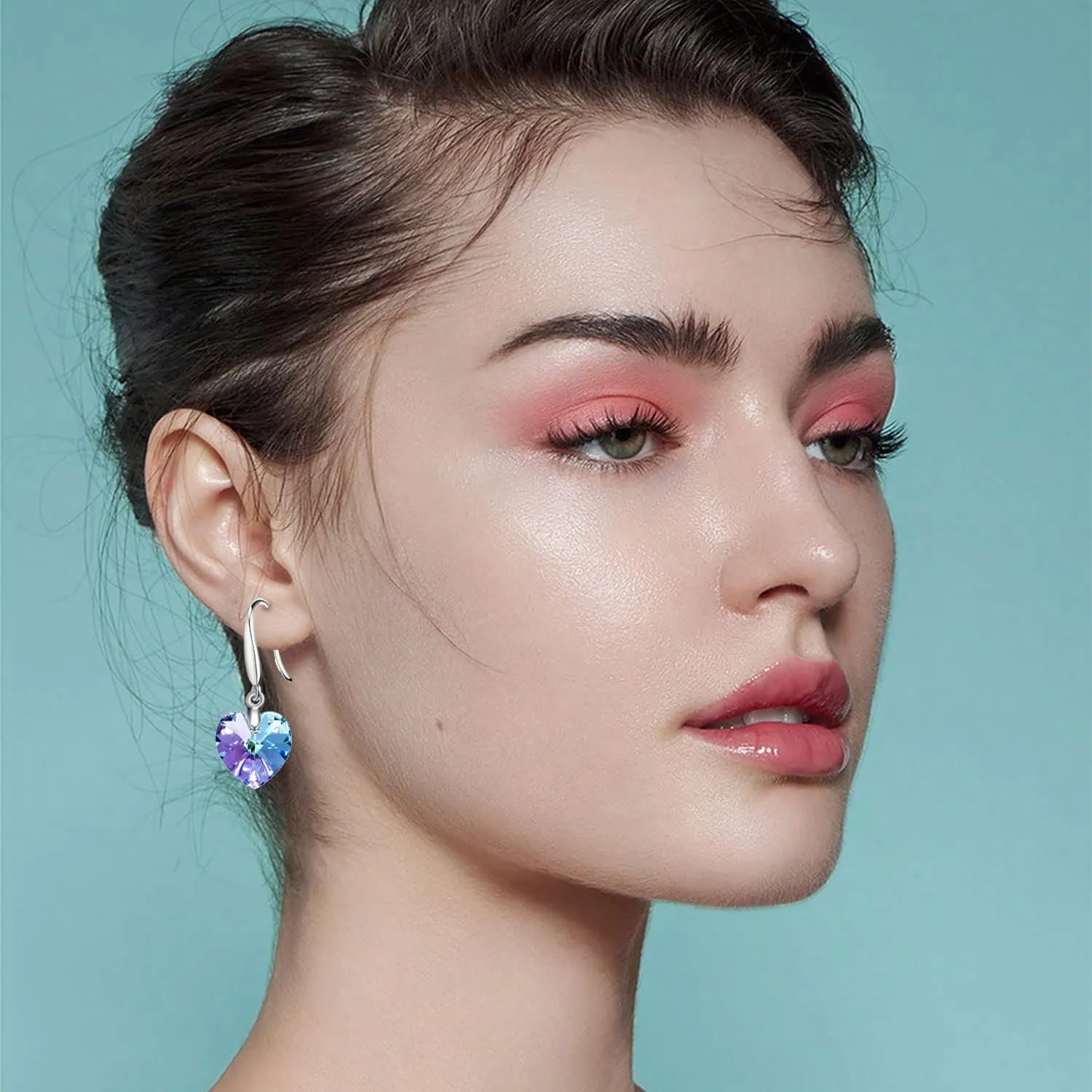 Classic Fishhook Love Heart Drop Earrings For Women Fashion Wedding Party Jewelry Girl 14K Platinum-Plated Piercing Dangle Earrings Jewelry Mom Gift