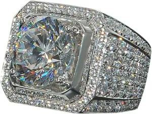 Classic Silver Ring - Square Cubic Zircon Inlaid, Fashion Jewelry for Parties & Weddings (13)