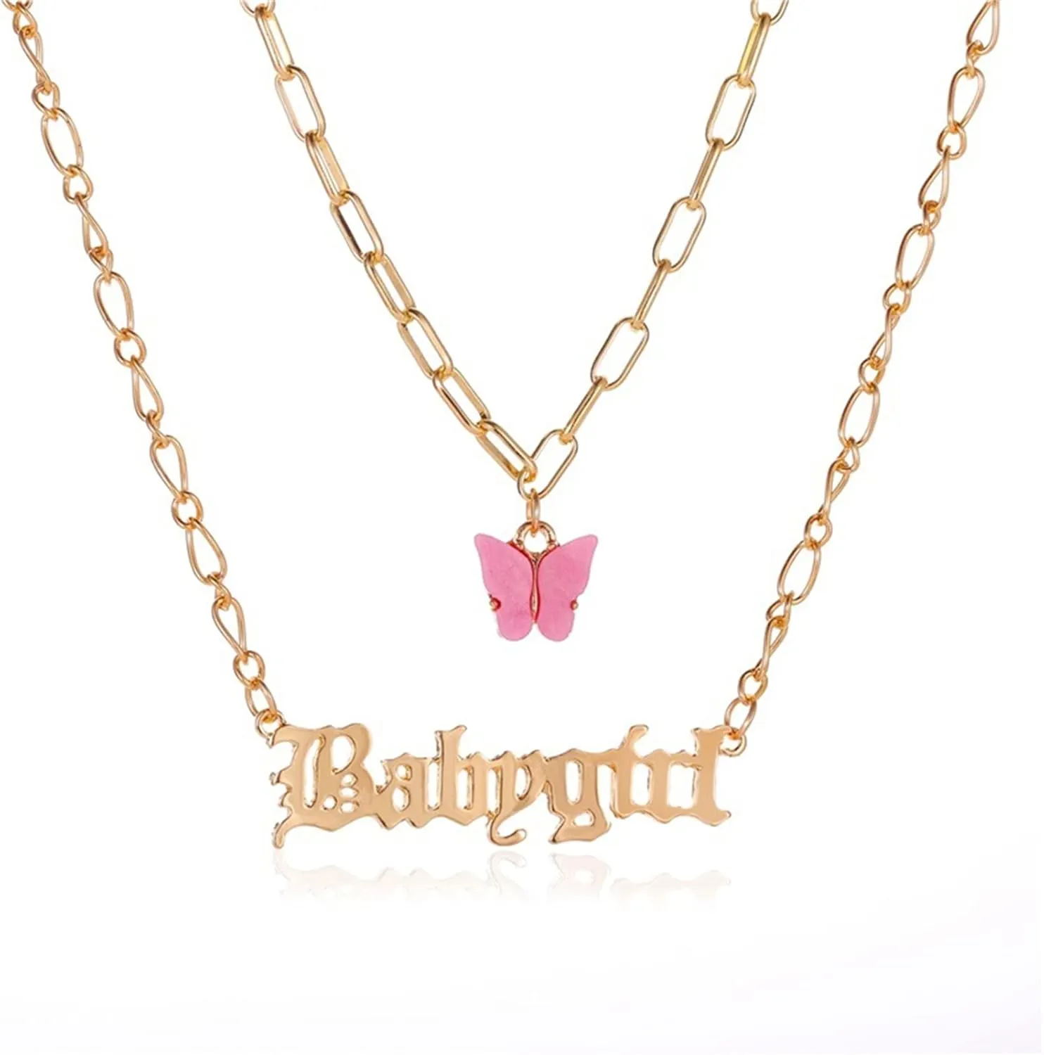 coadipress Old English Babygirl Necklace for Women Unique 18k Gold Silver Plated Adjustable Words Stainless Steel Clavicle Chain Necklaces Jewelry Birthday Gift