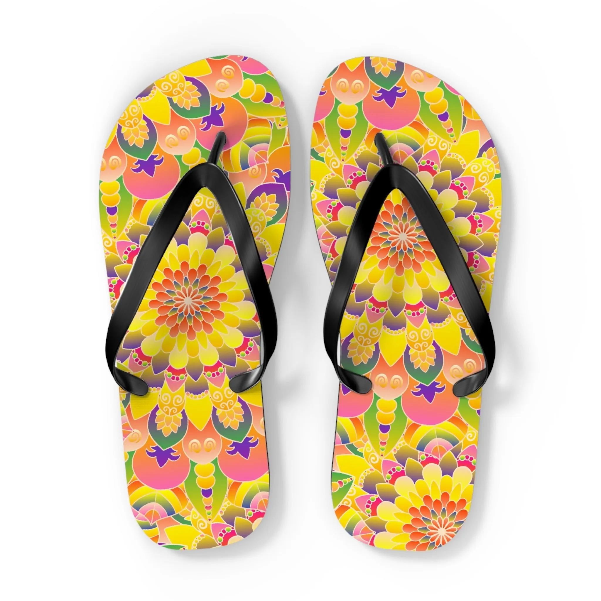Colorful Mandala Flip Flops - Stylish Sandals