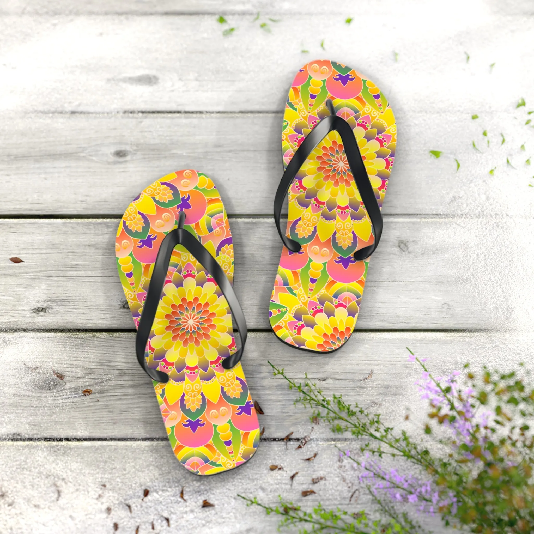 Colorful Mandala Flip Flops - Stylish Sandals