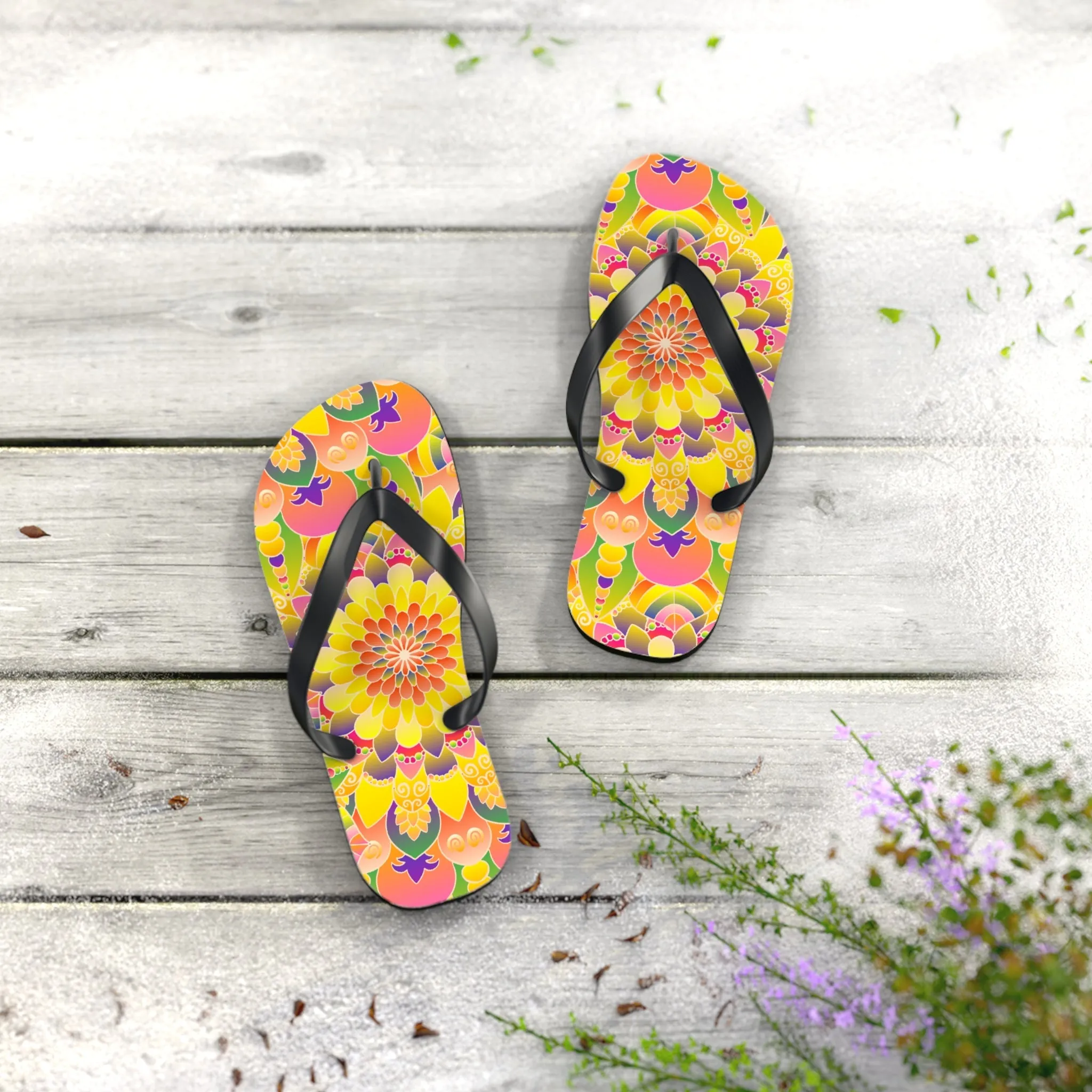 Colorful Mandala Flip Flops - Stylish Sandals