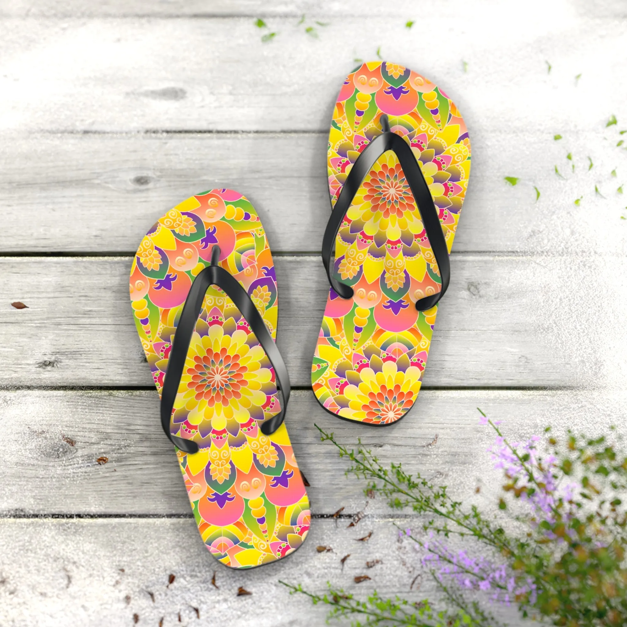 Colorful Mandala Flip Flops - Stylish Sandals