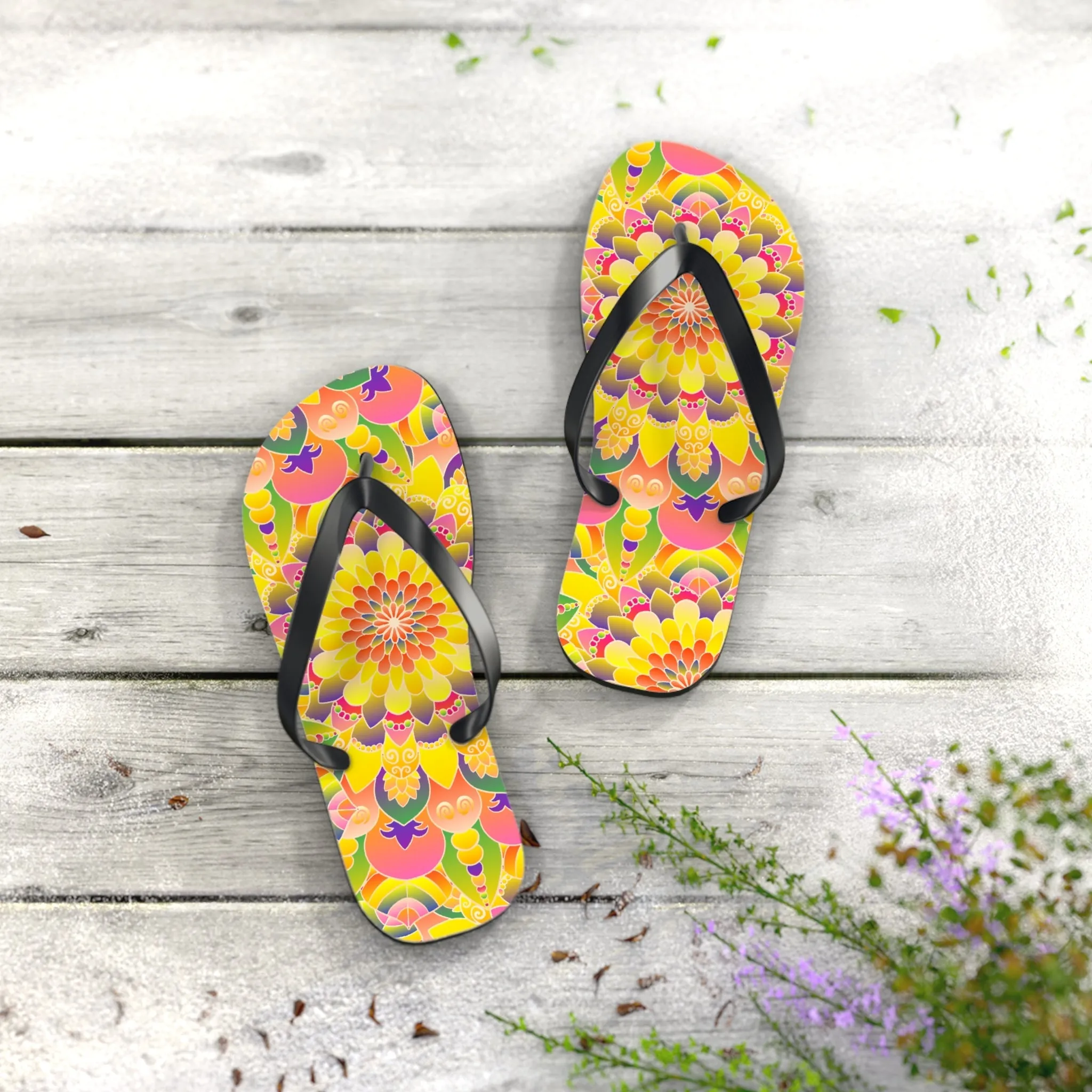 Colorful Mandala Flip Flops - Stylish Sandals