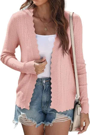 COSSEN Women Long Sleeve Cardigan Trendy Lightweight Crochet Knit Cardigan Sweater