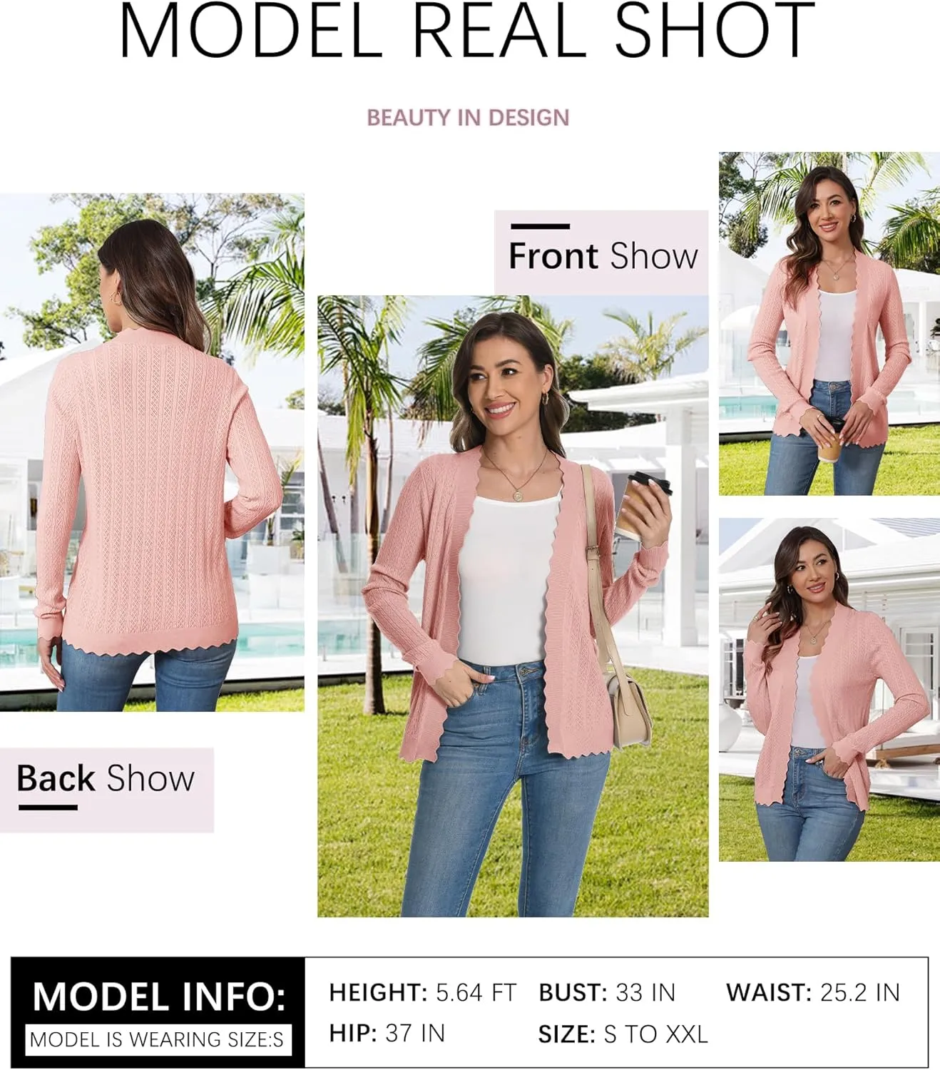 COSSEN Women Long Sleeve Cardigan Trendy Lightweight Crochet Knit Cardigan Sweater