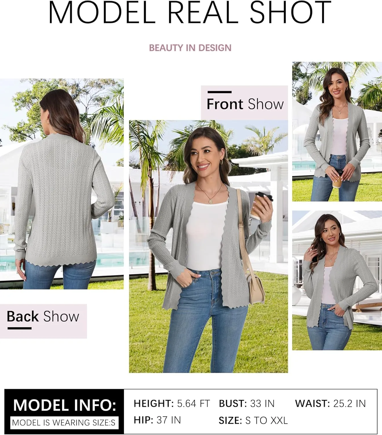 COSSEN Women Long Sleeve Cardigan Trendy Lightweight Crochet Knit Cardigan Sweater