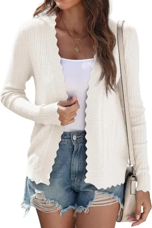 COSSEN Women Long Sleeve Cardigan Trendy Lightweight Crochet Knit Cardigan Sweater