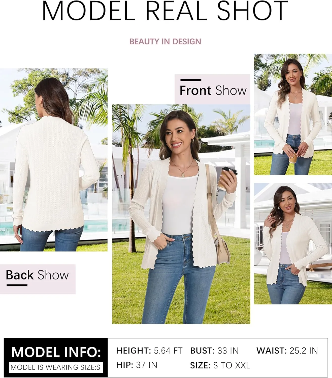 COSSEN Women Long Sleeve Cardigan Trendy Lightweight Crochet Knit Cardigan Sweater