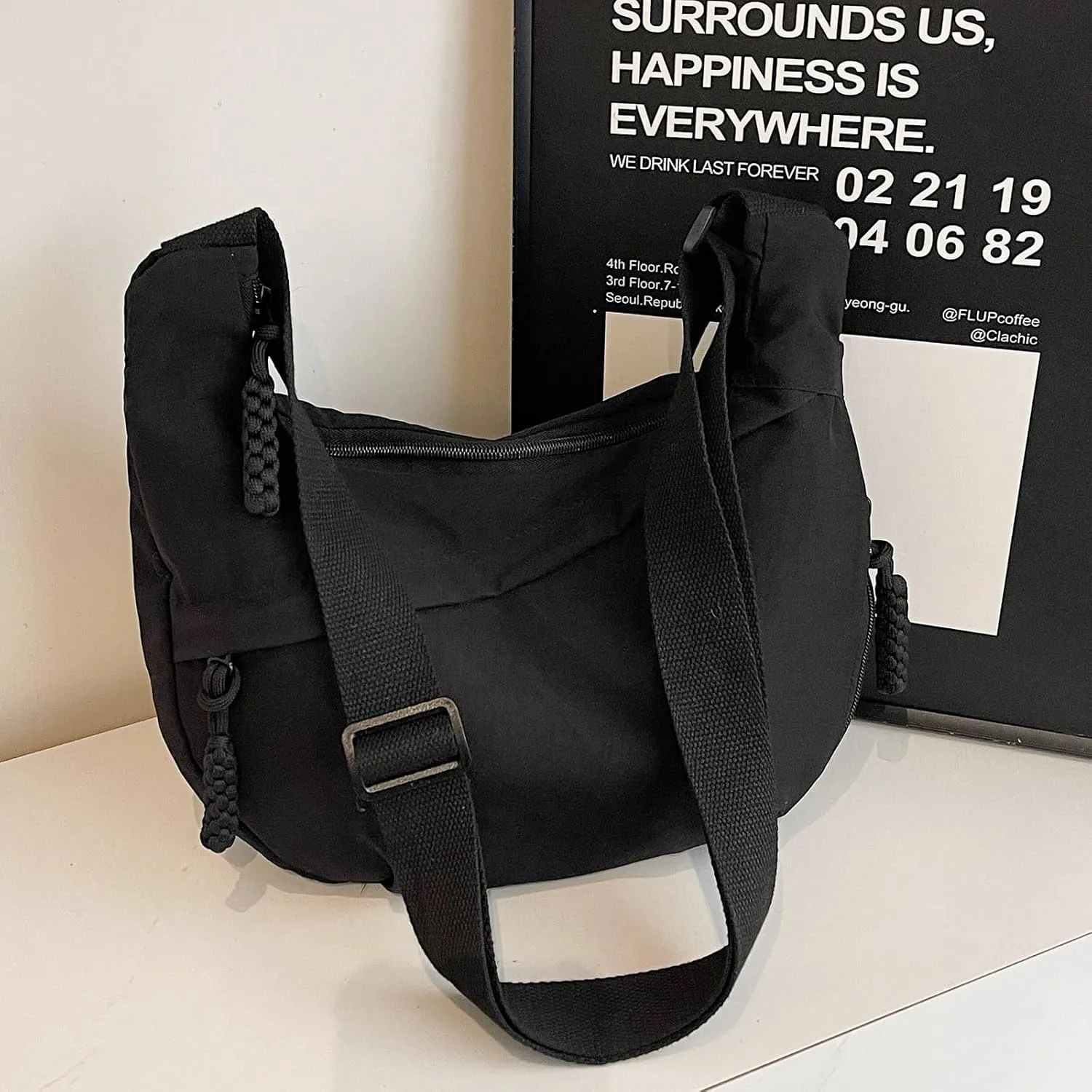 Crescent Crossbody Bags for Women Nylon Slouchy Sling Hobo Bag,Spacious Dumpling Shoulder Handbag Cross Body Purses