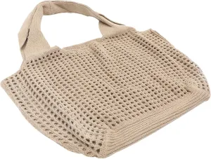 Crochet Mesh Tote Bag for Summer Beach Spacious Handbag with Breathable Design for Daily Use Travel and