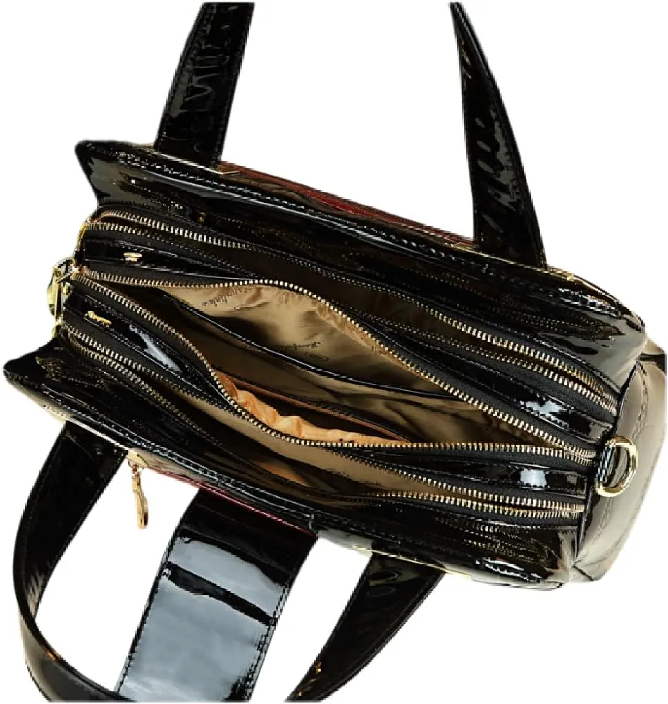 Crocodile Pattern Leather Women Bag Top-Handle Satchel Handbags Shoulder Messenger Boston Bags Three layer zipper compartment