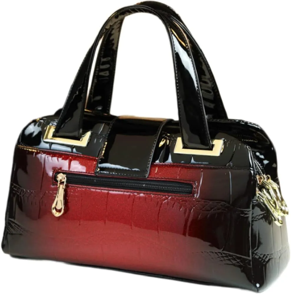 Crocodile Pattern Leather Women Bag Top-Handle Satchel Handbags Shoulder Messenger Boston Bags Three layer zipper compartment