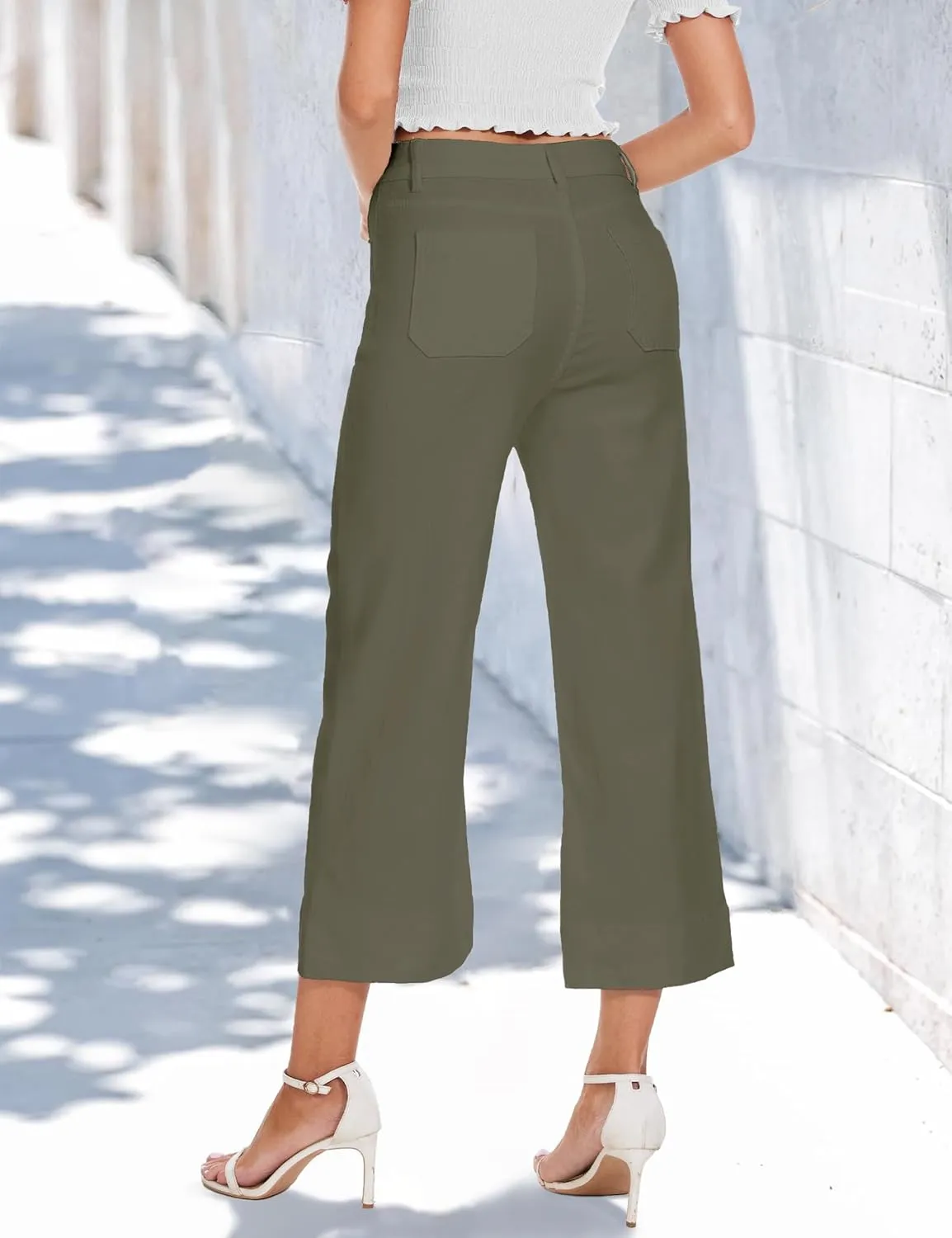 Cropped Jeans for Women Wide Leg High Waisted Denim Pants Trendy