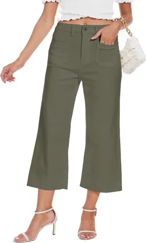 Cropped Jeans for Women Wide Leg High Waisted Denim Pants Trendy
