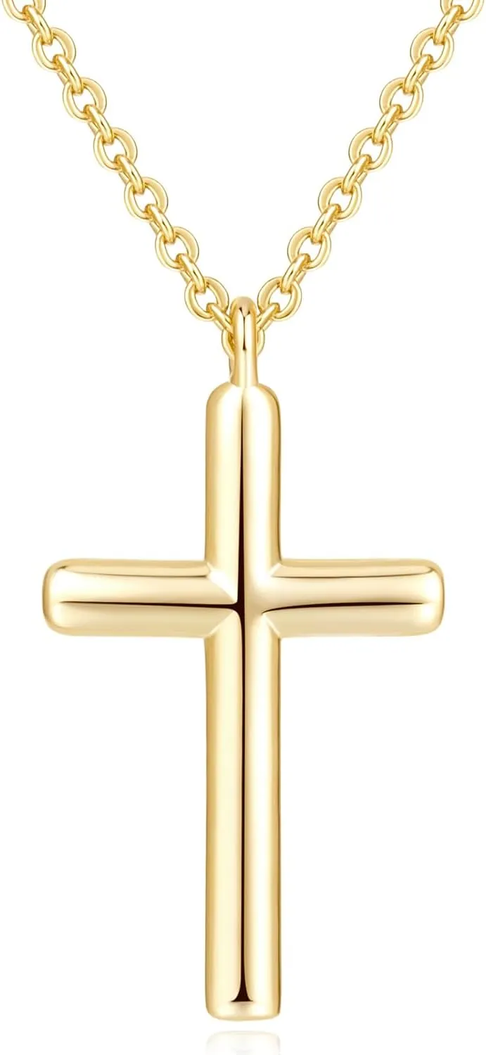 Cross Necklace 14K Gold Cross Necklaces for Women Gold Chain Necklace Women Dainty Halo Faith Pendant