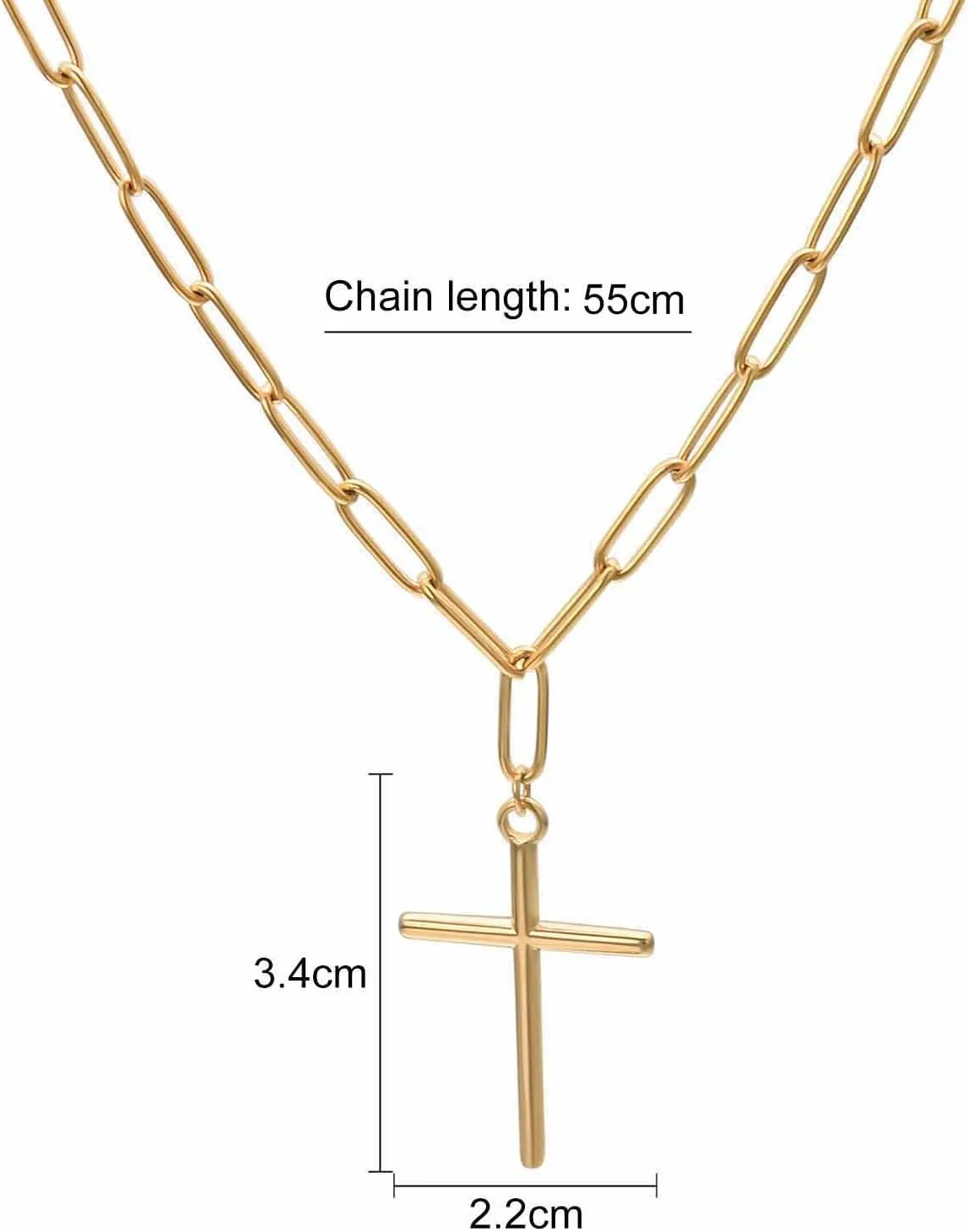 Cross Necklace for Men 14K Gold Plated Gothic Crucifix Cross Pendent Adjustable Layering Choker Necklaces