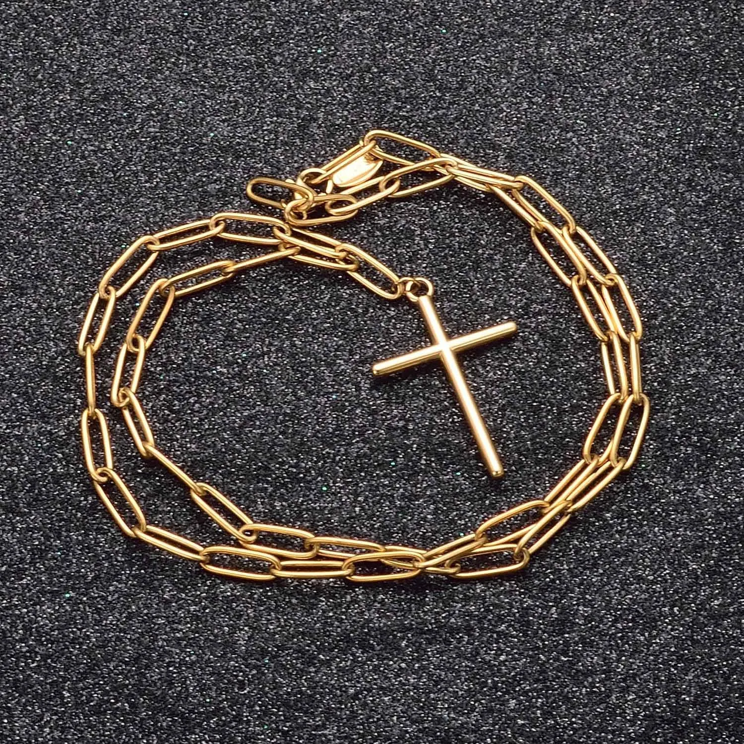 Cross Necklace for Men 14K Gold Plated Gothic Crucifix Cross Pendent Adjustable Layering Choker Necklaces