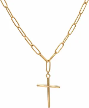 Cross Necklace for Men 14K Gold Plated Gothic Crucifix Cross Pendent Adjustable Layering Choker Necklaces