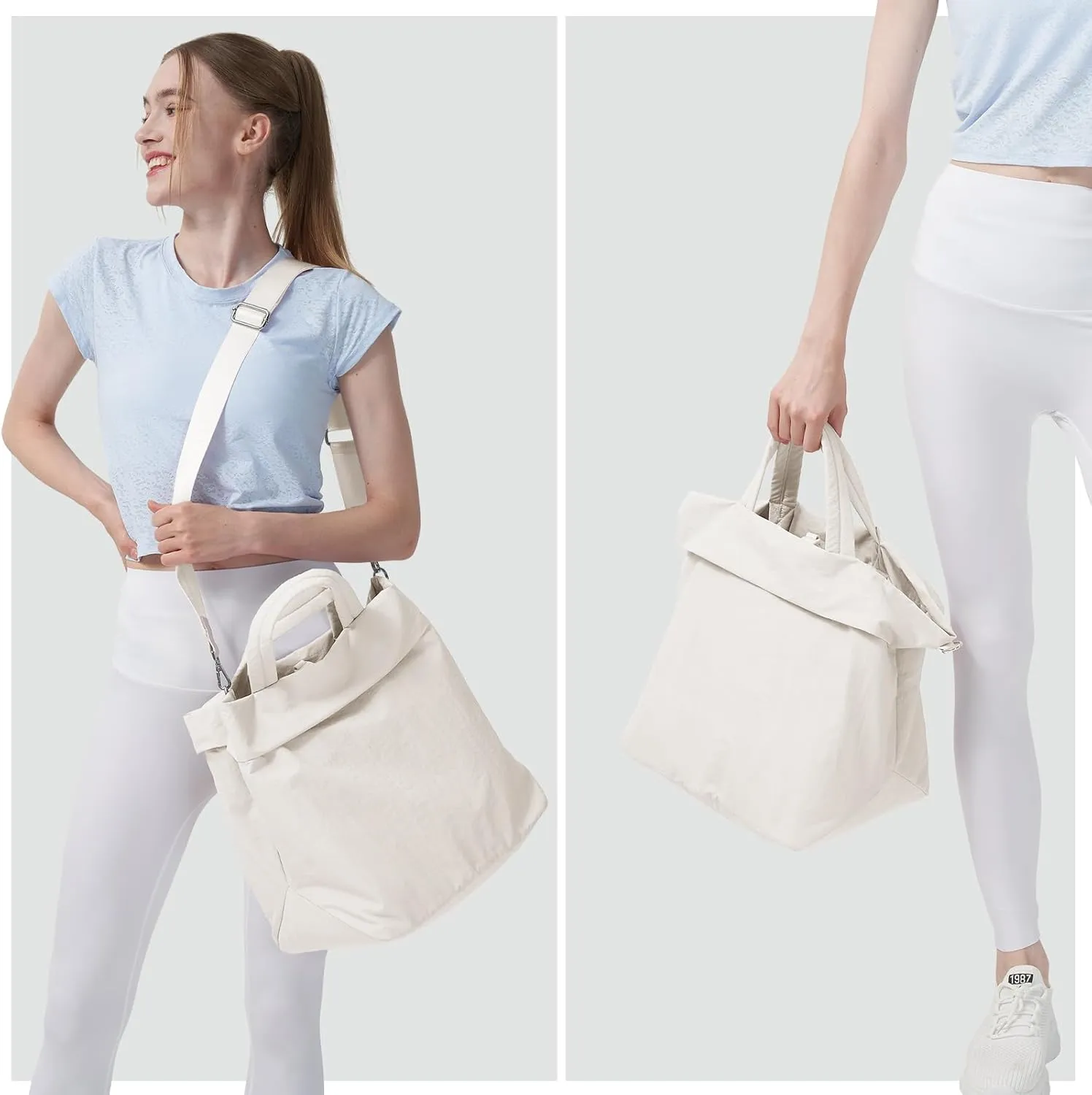 Crossbody Tote Bag for Women, 19L On My Level Bag, Nylon Hobo Bag with Removable Strap Multi Pockets Work Gym Travel